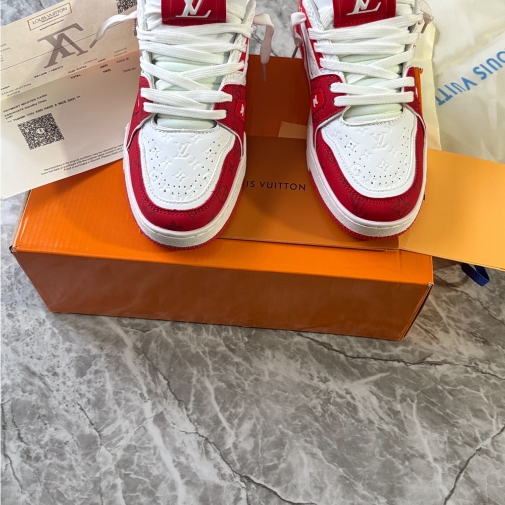 Red and White Sneakers